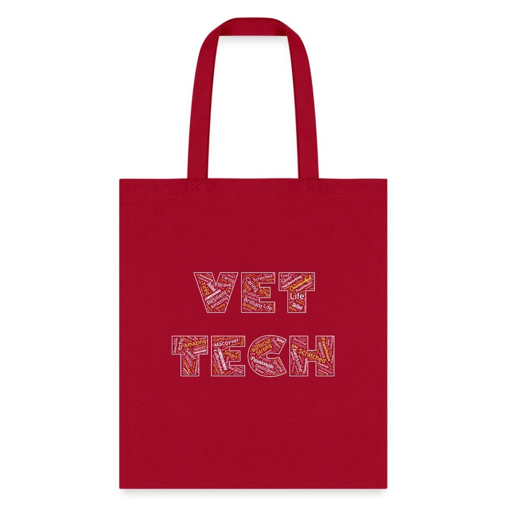 Vet Tech Typography Tote Bag - Graphic Print Canvas Shoulder Bag