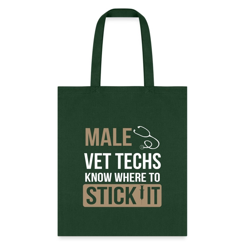 Male Vet Techs Know Where to Tote Bag - Funny Veterinary Technician Canvas Tote