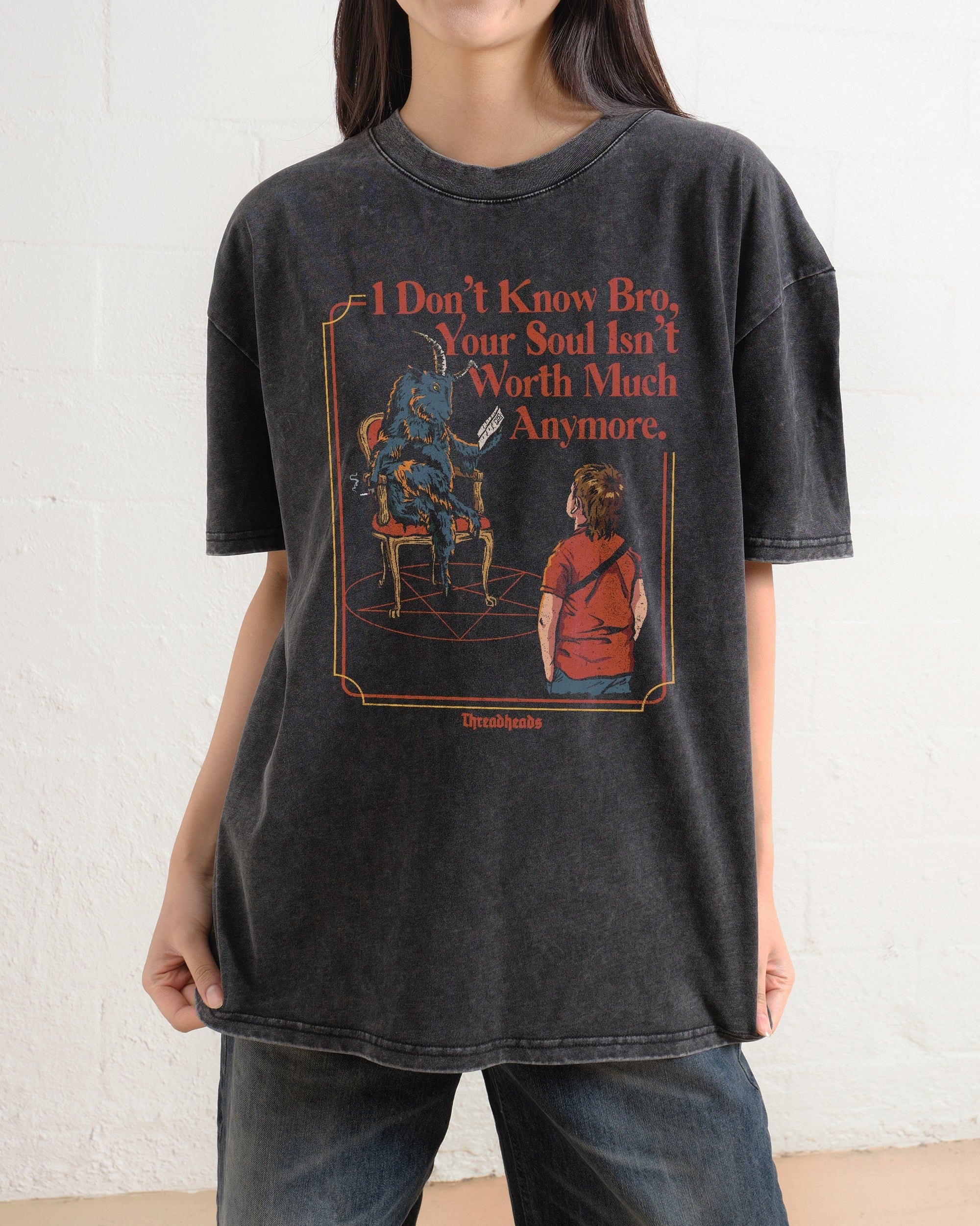 Worthless Soul Oversized Graphic Tee - Unisex 90s Boxy Fit 100% Combed Cotton