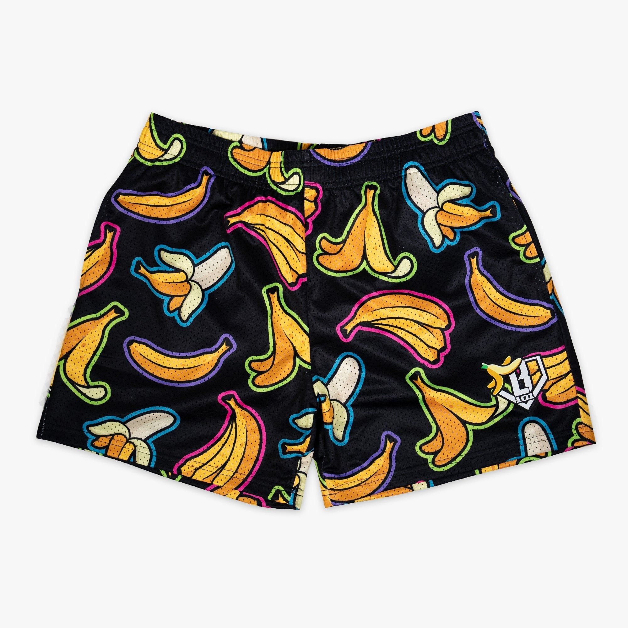 Banana Shorts - Neon Mesh Baseball Lifestyle Print with Pockets