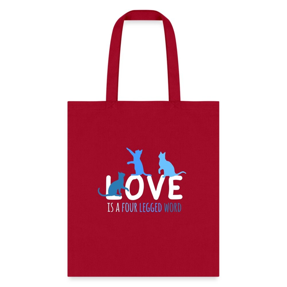 Love is a Four Legged Word Cats Tote Bag - Canvas Cat Lover Tote