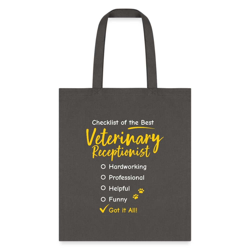 Veterinary Receptionist Checklist Cotton Tote Bag - Vet Staff Gift