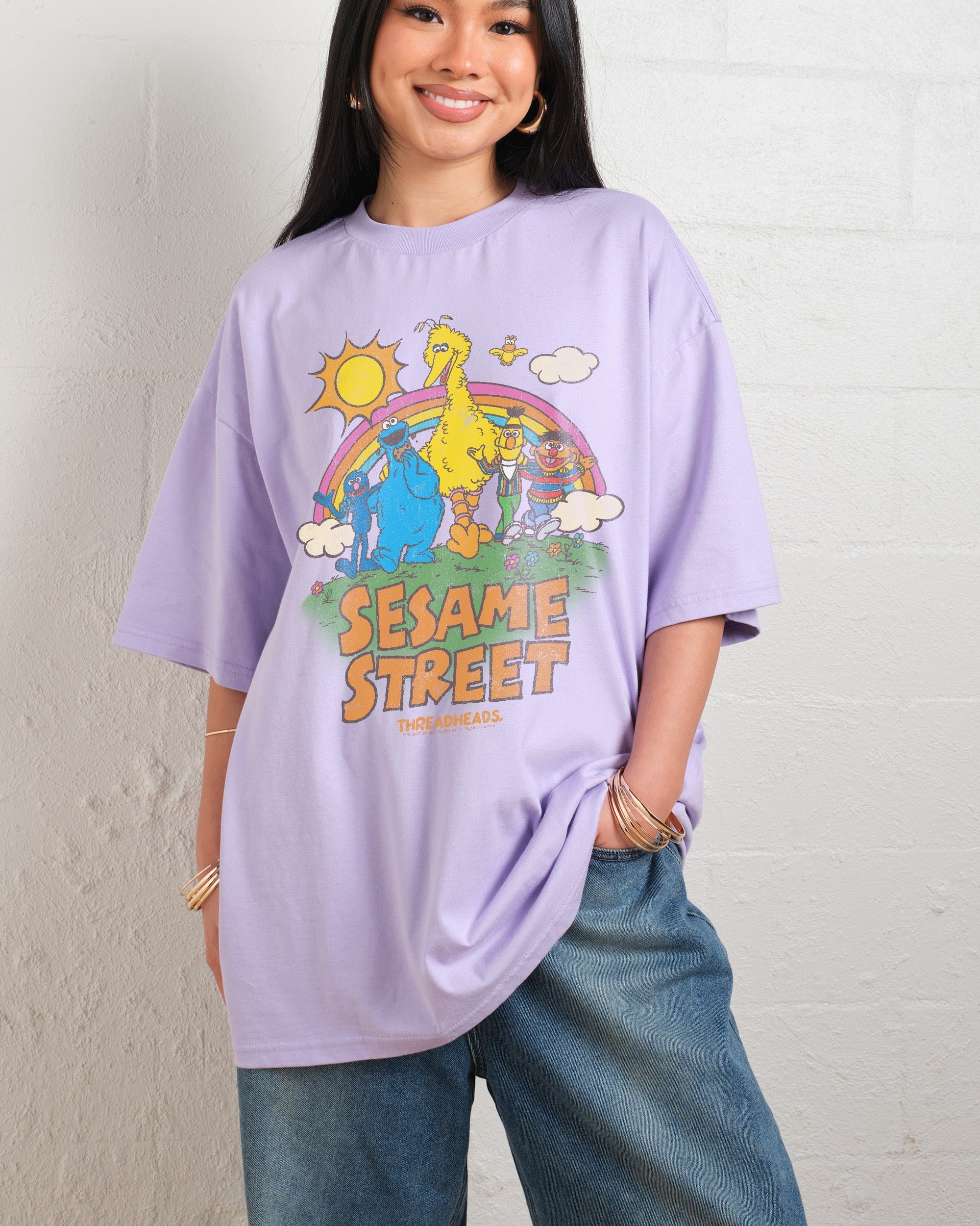 Sesame Street Sunny Days Oversized Graphic T-Shirt - Unisex 100% Combed Cotton