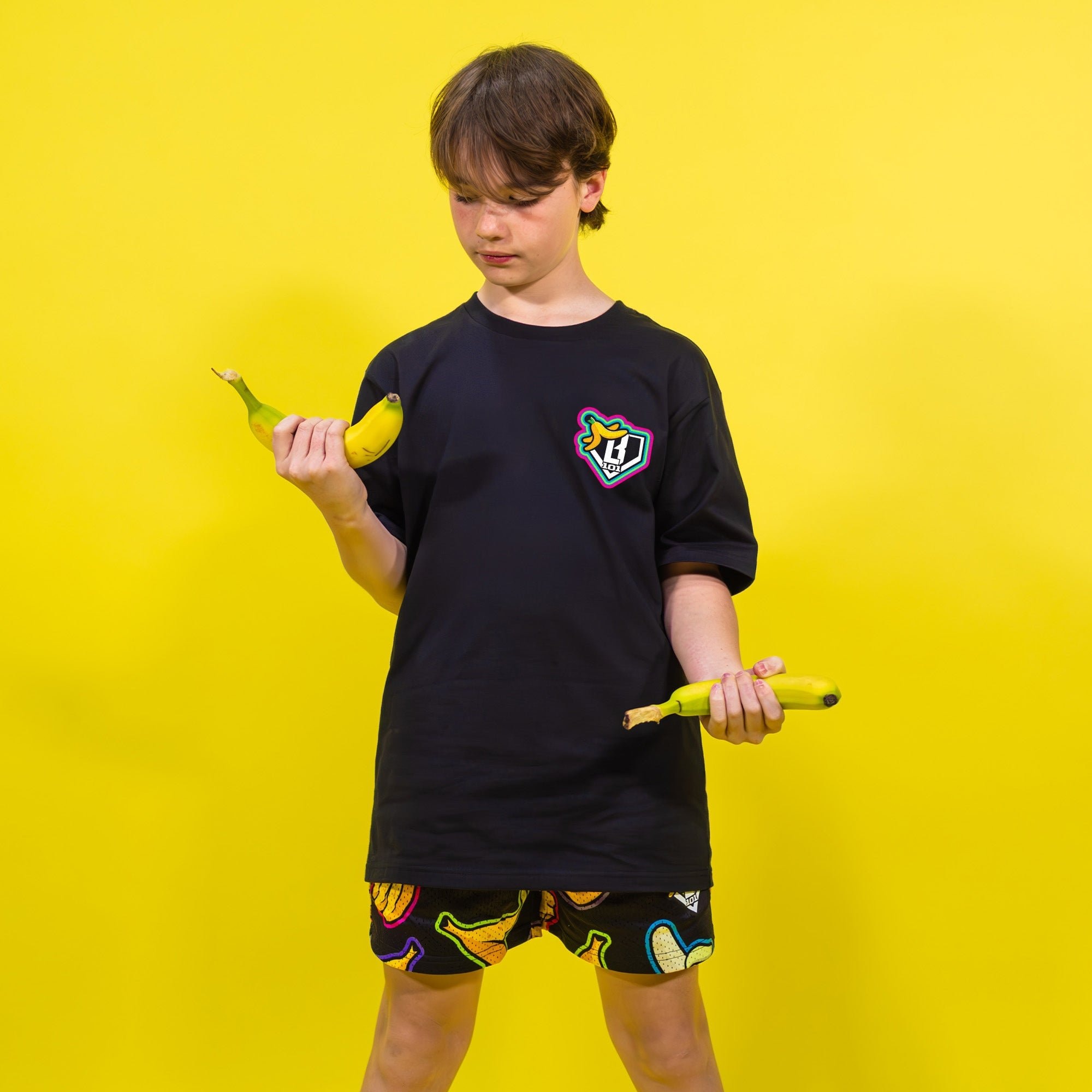 Banana Shorts - Neon Mesh Baseball Lifestyle Print with Pockets