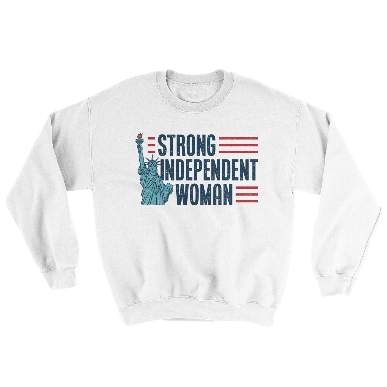 Strong Independent Woman Ugly Sweater Crewneck Sweatshirt - Patriotic Crewneck