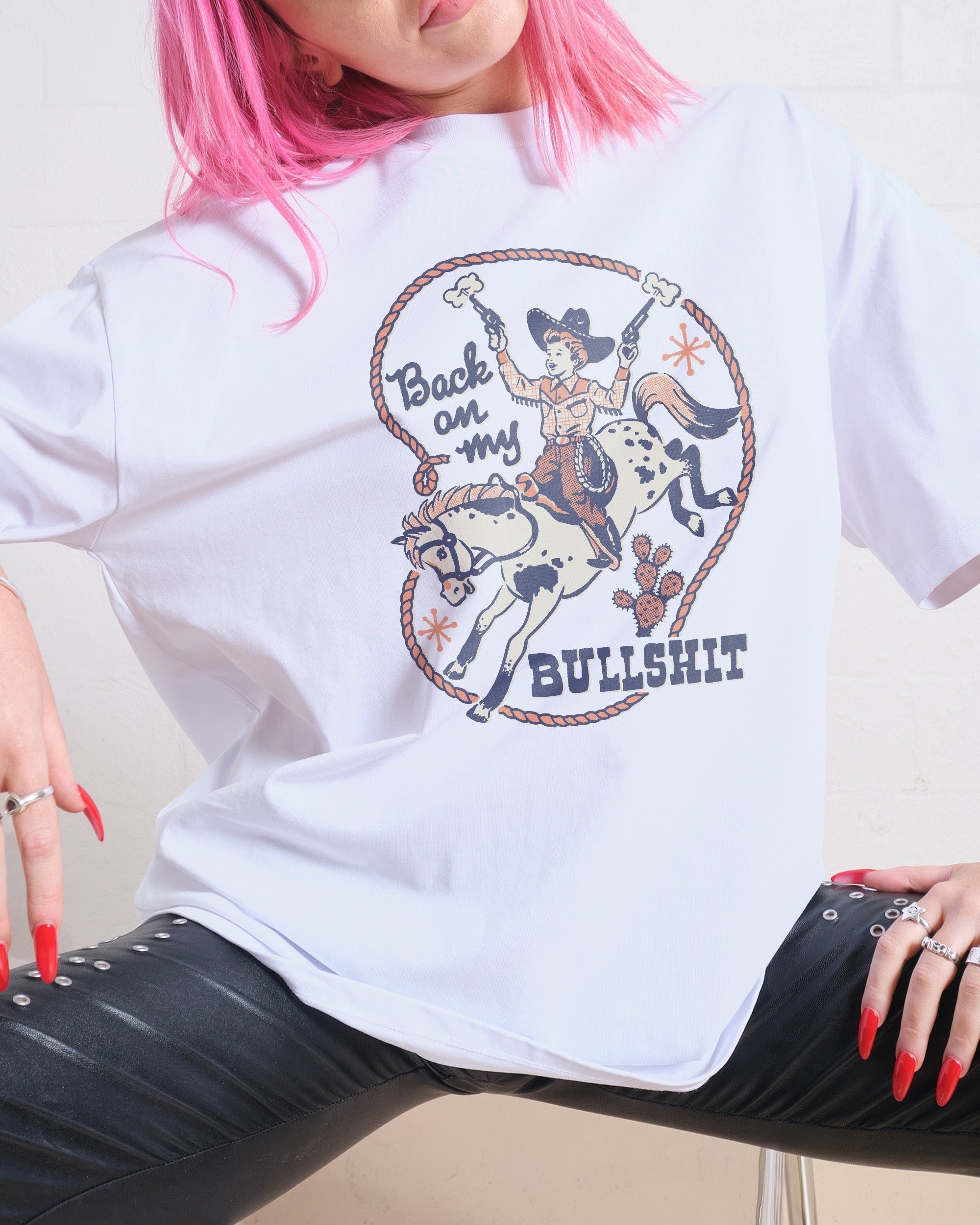 Back On My Bullshit Oversized Graphic Tee - Unisex 90s Boxy Fit 100% Combed Cotton