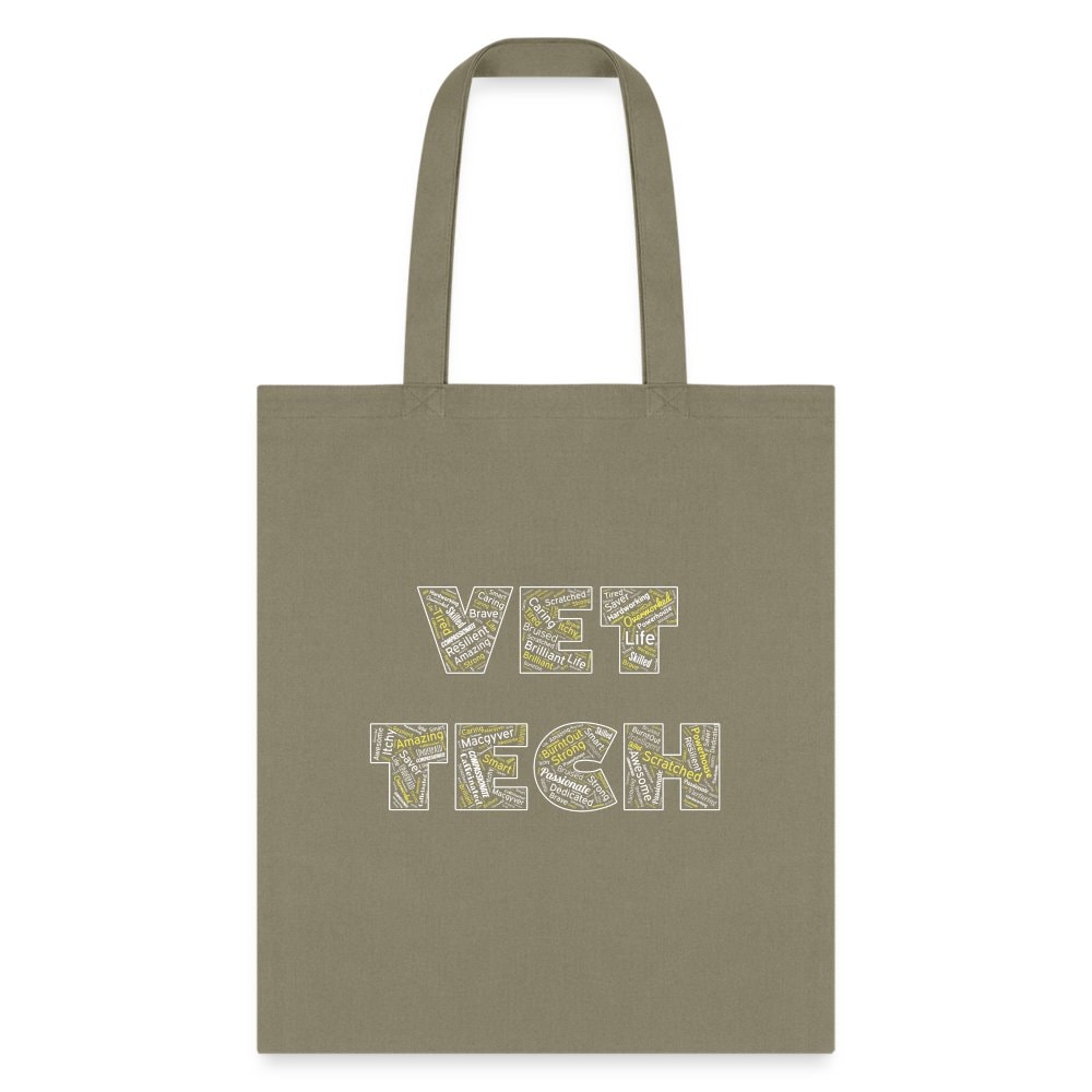 Vet Tech Typography Tote Bag - Graphic Print Canvas Shoulder Bag
