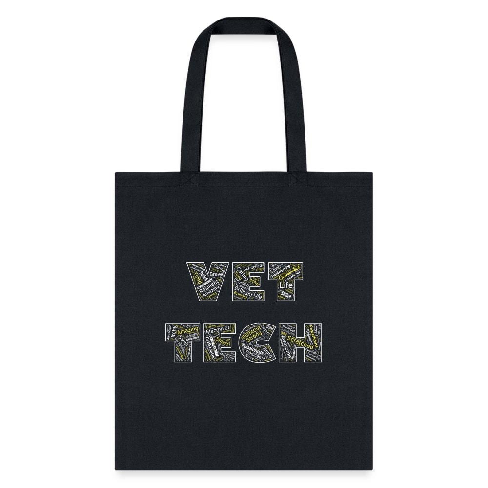 Vet Tech Typography Tote Bag - Graphic Print Canvas Shoulder Bag
