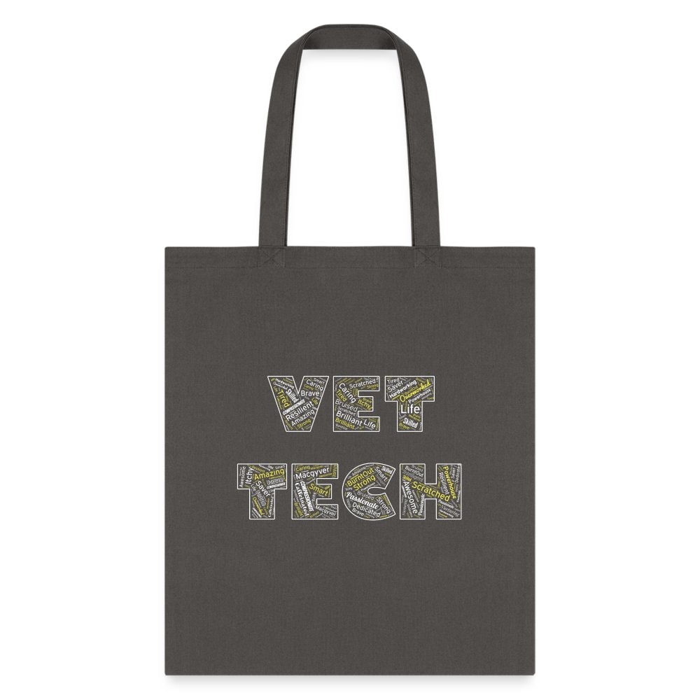 Vet Tech Typography Tote Bag - Graphic Print Canvas Shoulder Bag