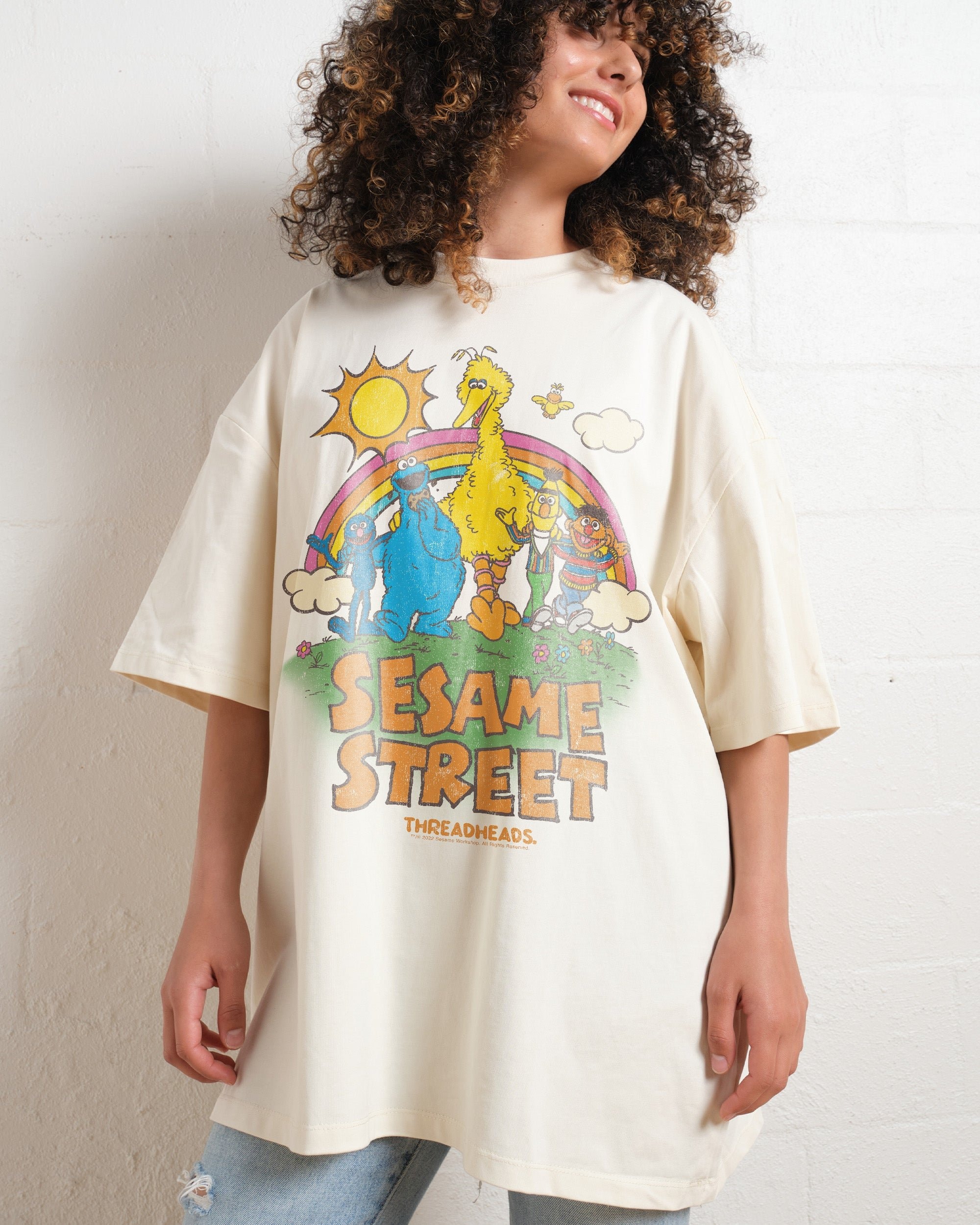 Sesame Street Sunny Days Oversized Graphic T-Shirt - Unisex 100% Combed Cotton