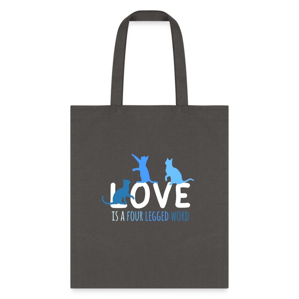 Love is a Four Legged Word Cats Tote Bag - Canvas Cat Lover Tote