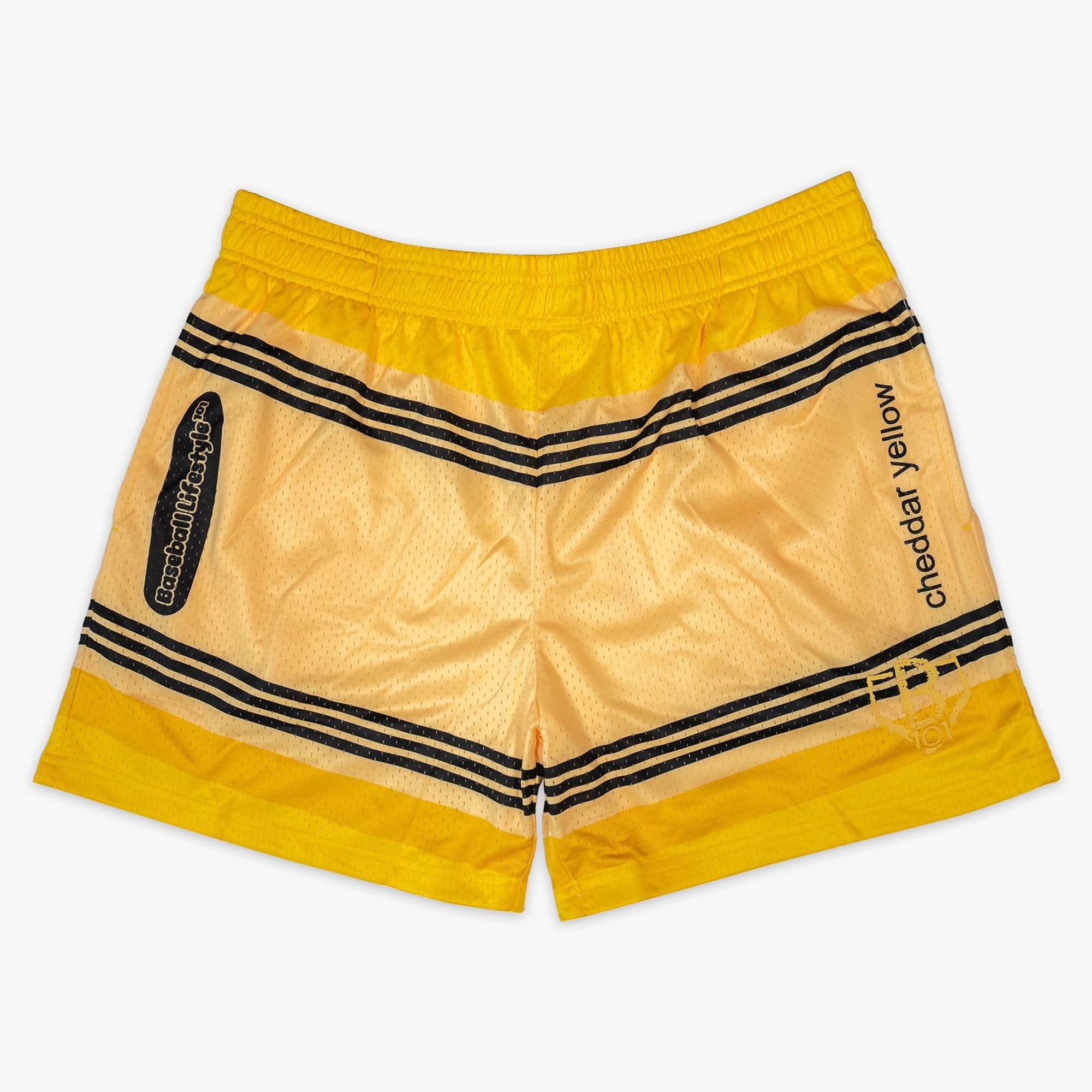 Crayon Shorts - Cheddar Yellow Mesh Athletic Shorts with Pockets